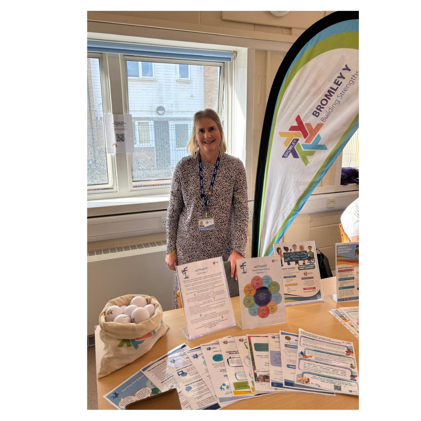 Our SEND Co-ordinator at the Bromley Y stall at Community Vision